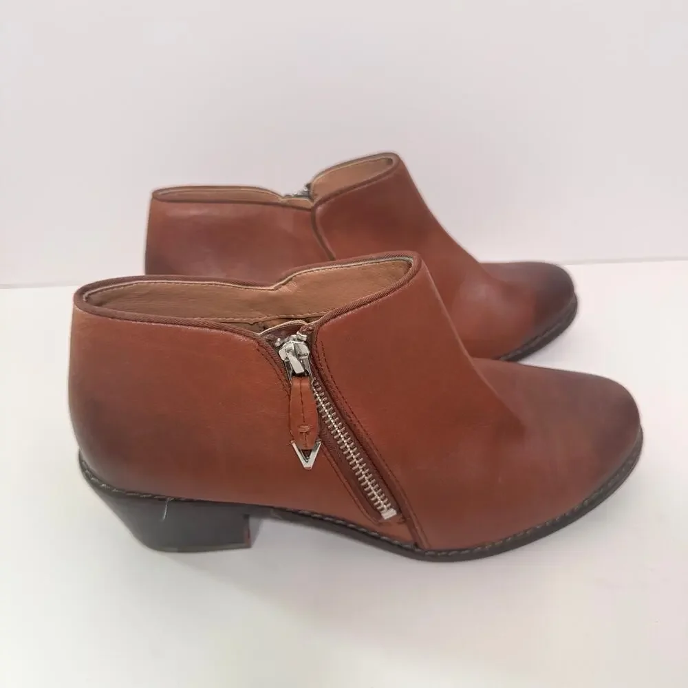 Vionic Women Jolene Bootie Ankle Boot Size 7.5 Leather Neutral Minimal Heritage